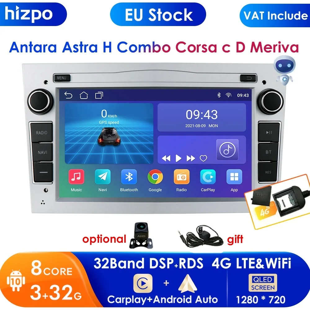 Автомагнитола 3G + 32 ГБ 2 Din Android 10 с GPS-навигацией для Opel Astra H G J Antara Vectra c b Vivaro Corsa d Zafira