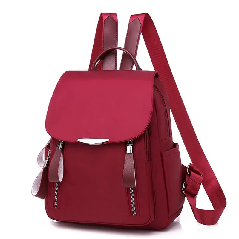 Bolsos escolares de Borgoña, bolso de hombro de viaje, mochila informal para mujer, mochila escolar pequeña multifuncional para adolescentes
