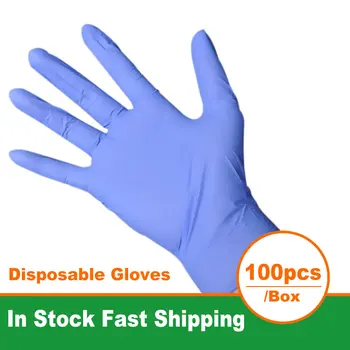 

Nitrile Gloves Blue 100pcs/lot Food Grade Waterproof Allergy Free Disposable Safety Work Gloves Nitrile Disposable Gloves
