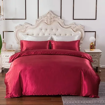 

Home Textile Pillowcase Quilt Cover Solid Color Three-Piece Set Explosive Bedding Kit Soft Comfortable Breathable