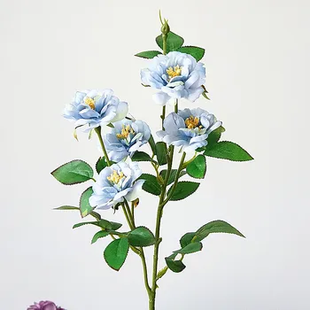 

1 bundle Artificial flowers single branch iceberg roses 5 fork wedding handmade vases for home DIY decorative flowers ornaments