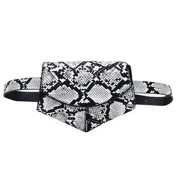 

Serpentine Pattern Organizer Shopping PU Leather Cross Body Handbags Mini Chest Pouch Women Waist Pack Fanny Bag Adjustable Belt