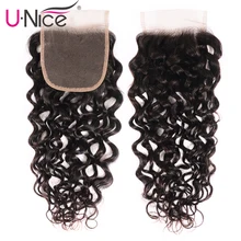Волосы UNICE бразильские свободные волнистые 4x4 закрытие швейцарское кружево свободная часть Remy человеческие волосы Кружева Закрытие 1 шт 1"-20"