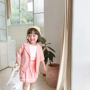 

2020 Wholesale Girls 2 pcs Set Coat+Skirt Summer Fashion Girls Suits 1-6t QA585