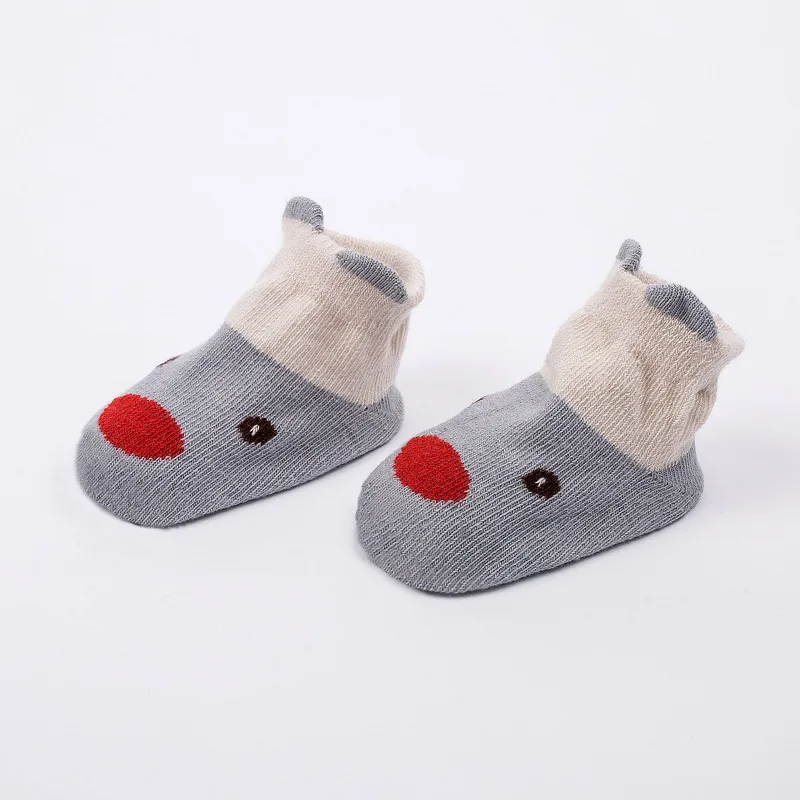 Shallow mouth children socks anti- slip baby floor socks three-dimensional color matching boat socks - Цвет: Grey