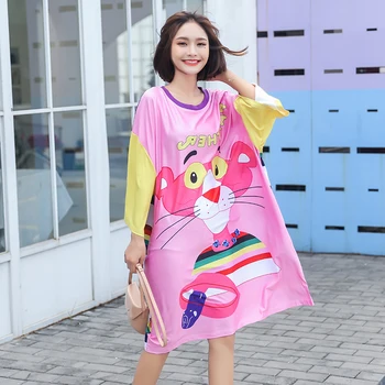 

Ladies dress plus size 2020 fashion cartoon tide brand printing in the long section fat mm was thin T-shirt skirt maxi dress