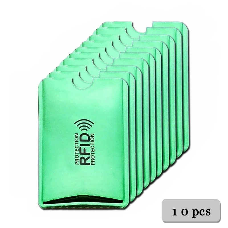 green 10 шт. Анти RFID Блокировка ридер замок держатель для карт ID банк чехол для карт протектор Алюминиевый металлический Смарт Противоугонный кредитный держатель для карт - Цвет: green