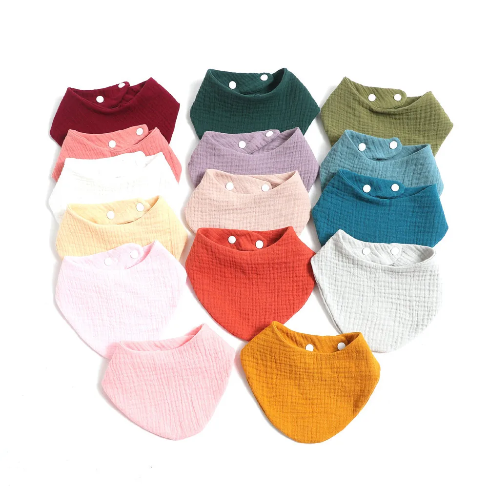 3Pcs/Lot 100% Cotton Muslin Bibs 2 Layer Burp Cloth Super Soft & Absorbent for Infants & Toddlers Adjustable Bibs with Snaps cheap baby accessories	