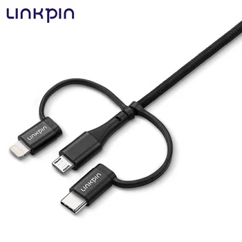 

LINKPIN MFi 3in1 Mobile Phone USB Data Cable for iPhone Micro USB Type C Cable for Xiaomi Huawei Samsung Fast Charging Cable