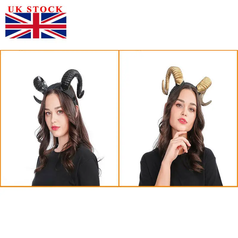 

Elk Horn Sheep Evil Witch Ridged Devil Ram Goat Horn Headband Halloween Party UK