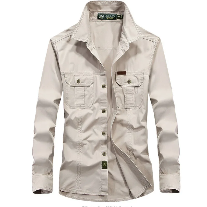Skup M 6XL mężczyzna dorywczo koszula z długim rękawem jesień wojskowa męska koszula biznesowa regularna marka pole Jeep mężczyźni wąska odzież Plus rozmiar