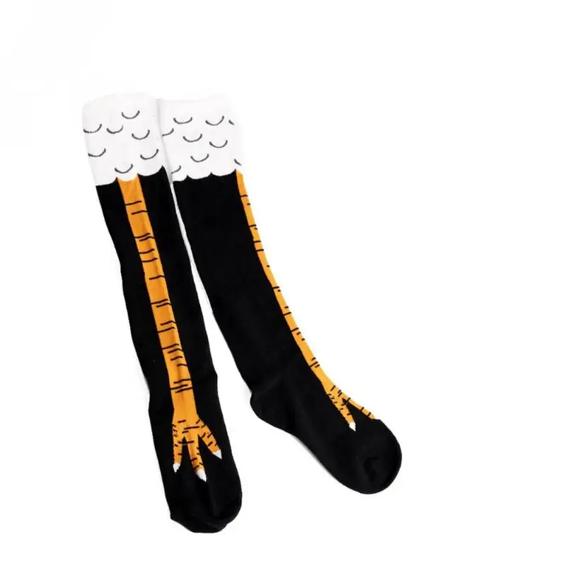 1 пара, женские зимние осенние носки с объемным изображением забавного цыпленка, высокие носки до бедра, милые забавные женские креативные носки с рисунками из мультфильмов