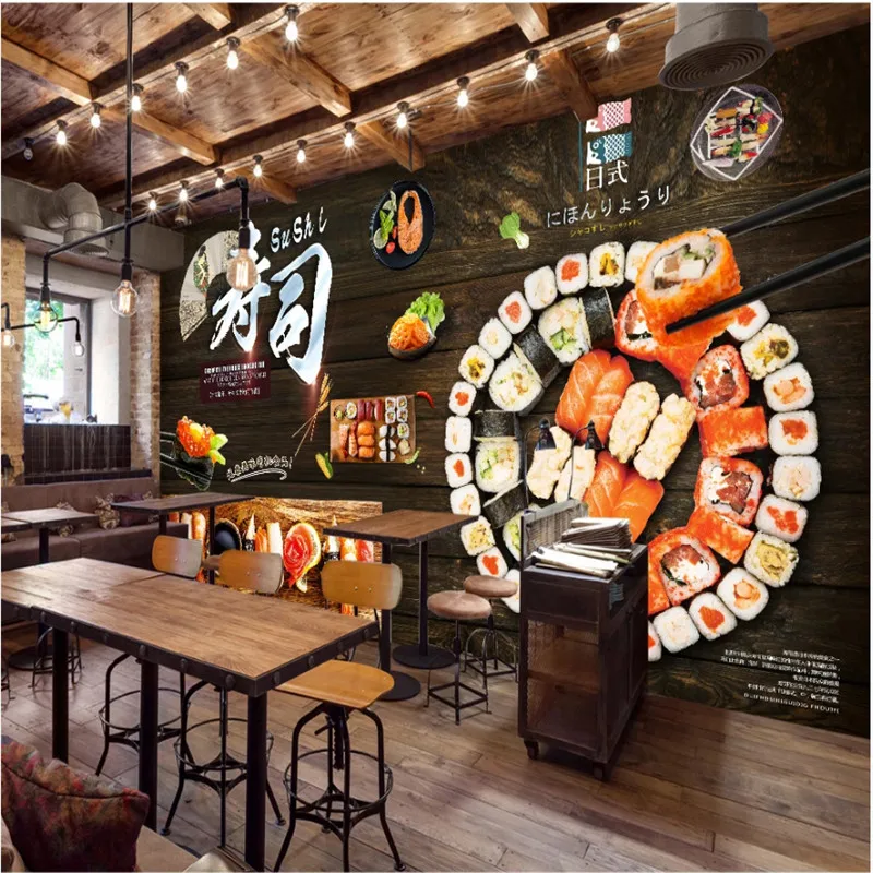 Japanese Ukiyo-e Big Waves HD Photo Wallpapers and Wind Background Wall Paper 3D for Japanese Cuisine Sushi Restaurant Decor