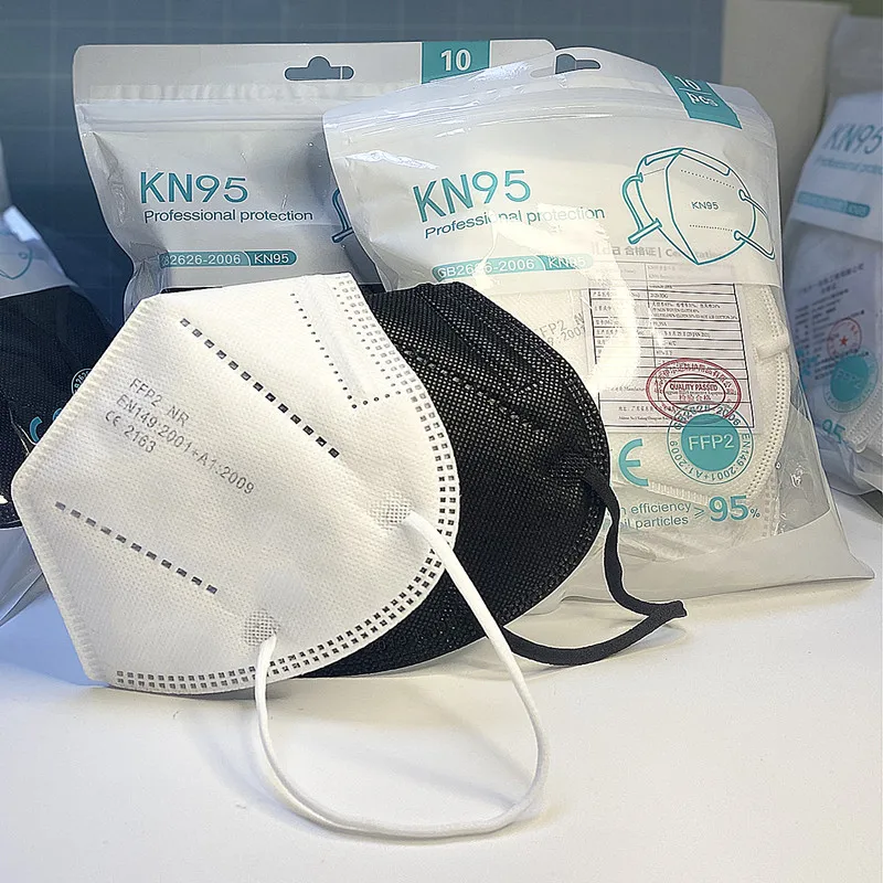 10-100 pièces KN95 noir masques 5 couches CE FFP2 masques anti-poussière visage protecteur Mascarillas filtre respirateur FPP2 FFP3 masque réutilisable