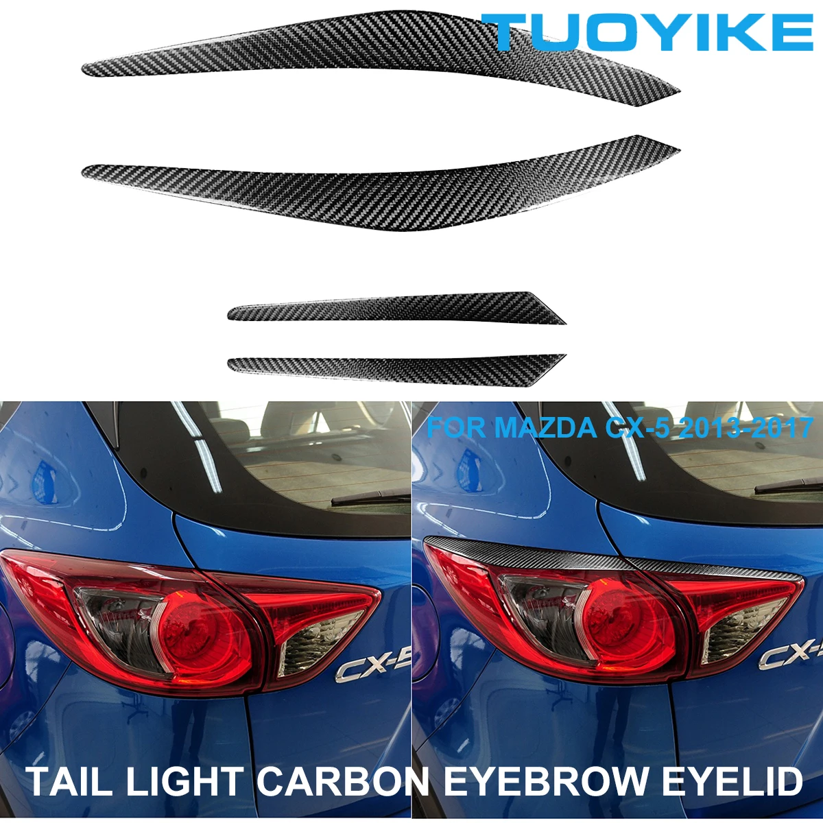 

2PCS Car Styling Real Carbon Fiber Rear Tail Light Eyebrow Eyelids Trim Cover Sticker For Mazda CX-5 CX5 2013-2017 Accessories