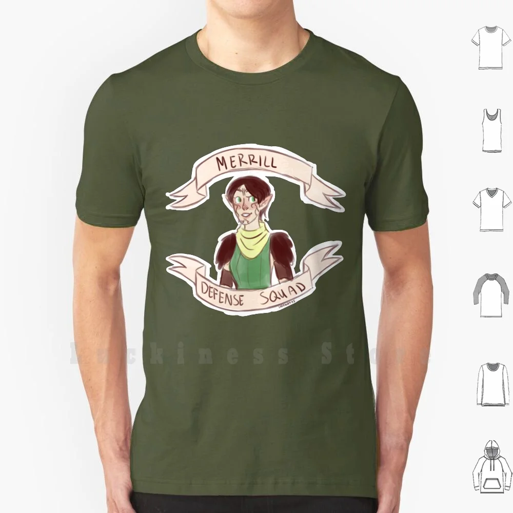 Dragon Age 2 - Merrill Defender Squad T Shirt Big Size 100% Cotton Dragon Age Dragon Age Merrill Cute Kawaii Game Elf Tattoo Thin