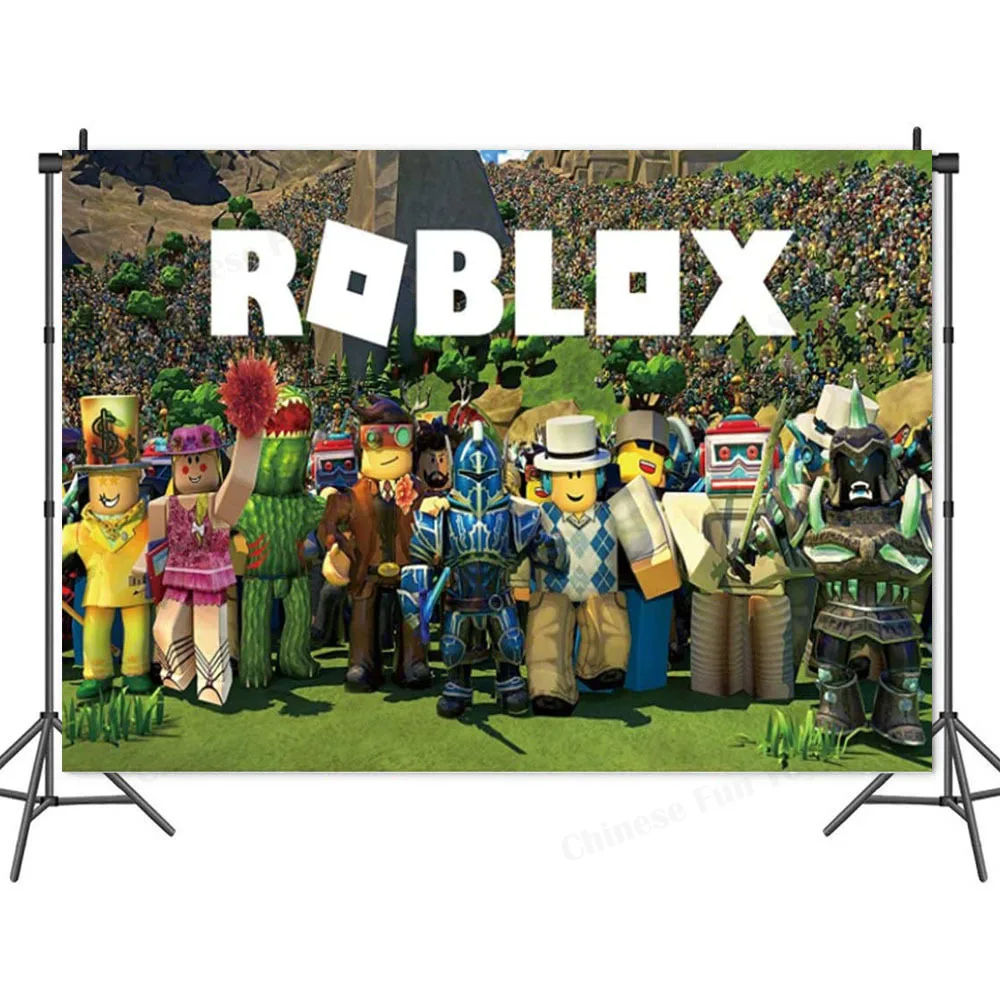 Фон Roblox с днем рождения занавеска для детей мальчиков и девочек игровой