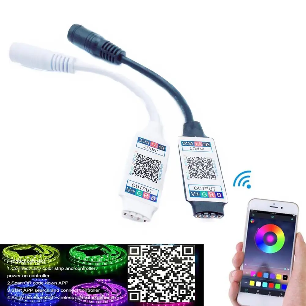 Миниатюрный музыкальный Bluetooth контроллер для светодиодных лент RGB 5 В 12 24