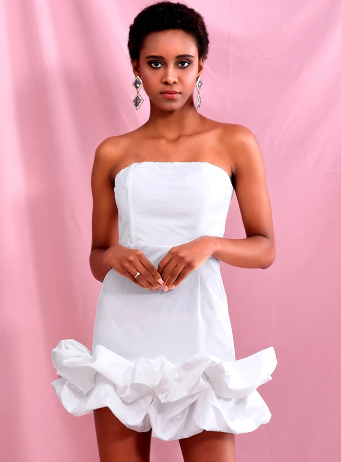 white tube top dress