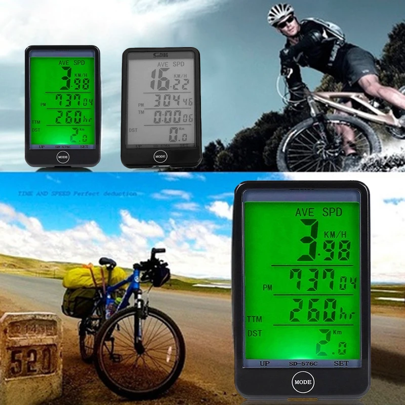 Горный велосипед Спидометр компьютеры Велоспорт компьютер одометр ЖК MTB цикл Ledbacklight