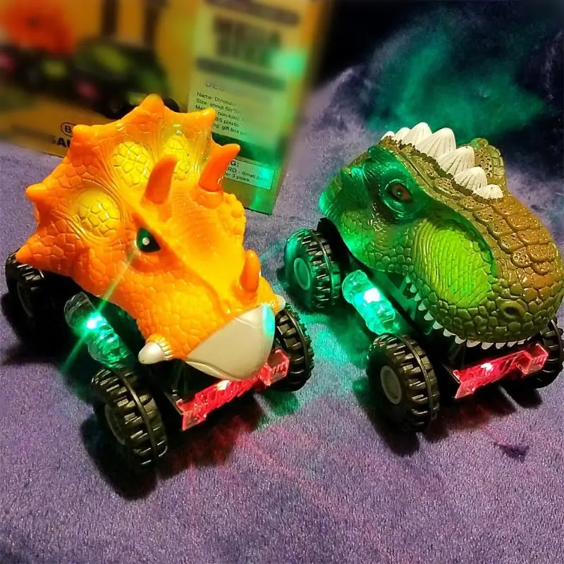 Dinosaur Cars Dinosaur Vehicles Pull Back Cars with LED Light Dinosaur Sound Toys for Boys Toddlers Kids Gifts