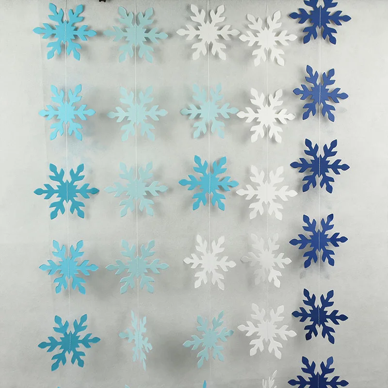 1pc Paper Snow Christmas Party Banner Snowflakes String Garland for XMAS Decoration Party Supplies Christmas Tree Wrapping Decor