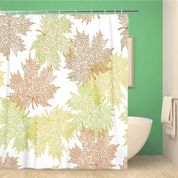 

Bathroom Shower Curtain Colorful Fall Maple Leaf Orange Autumn Season Pattern Floral 72x72 inches Waterproof Bath Curtain Set