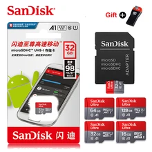 Оригинальная карта памяти sandisk Micro SD, класс 10, TF карта, 16 ГБ, 32 ГБ, 64 ГБ, 128 ГБ, 8 ГБ, флеш-карта для USB 2,0, кардридер, адаптер