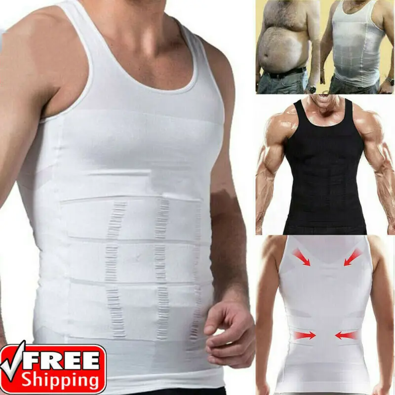 Men's Body Shaping Slimming Chest Support Compression Vest Mens Tummy Trimmer UK