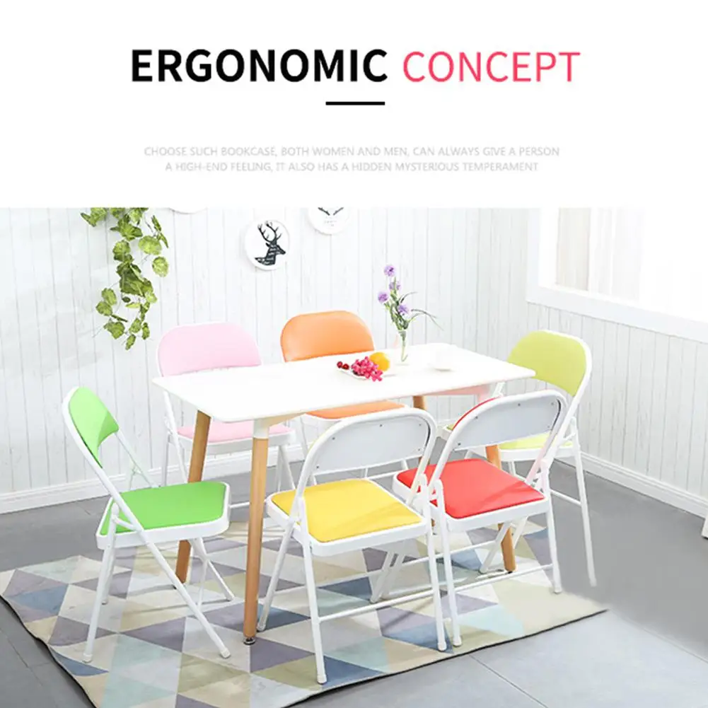 

Portable Folding Metal Chair for Home Office Domitory Computer Table Supplies