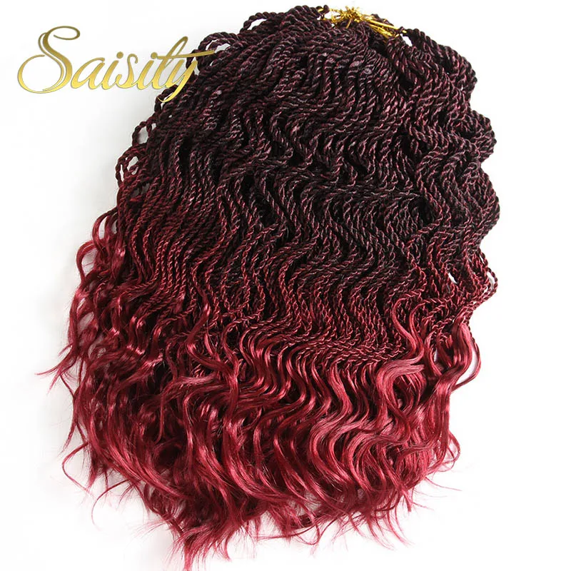 Saisity ombre braiding hair senegalese twist hair crochet braids 14" 35strands/pack ends curly senegalese twist hair