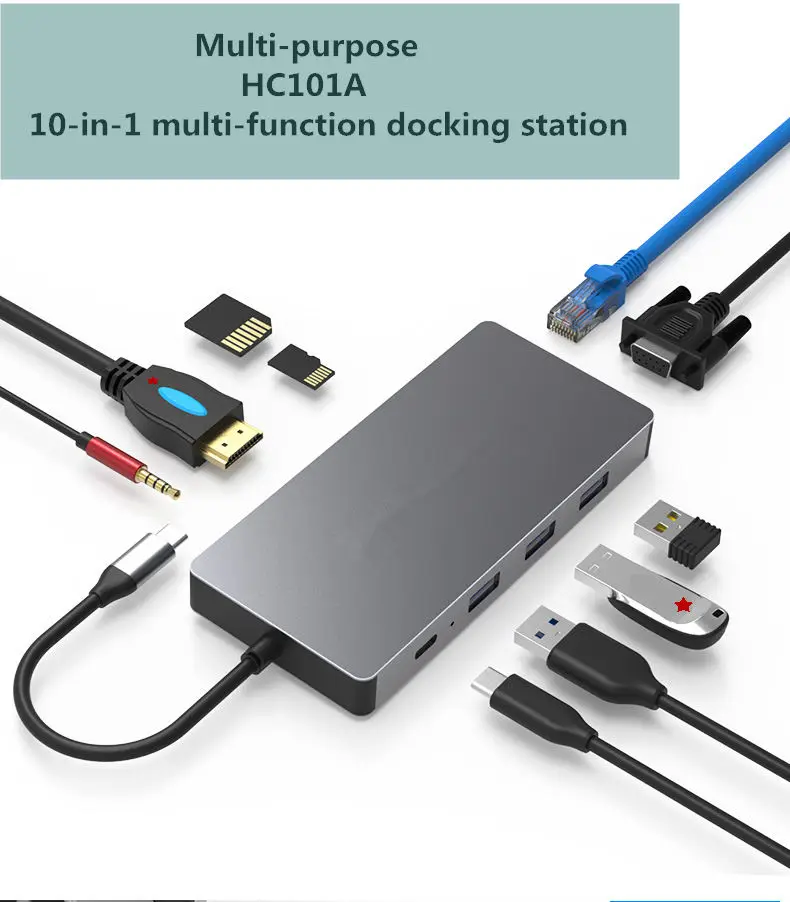 Type C концентратор USB 3 0 к HDMI 4K RJ45 адаптер док станция для Мобильный телефон Macbook Pro TF