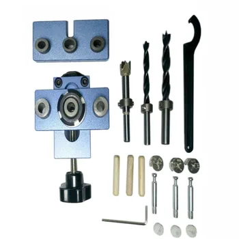 

8/10/15mm Hole Puncher Locator Jig Drill Bit Set Wood Splicing combination Dowel Hole Drilling Guide Jig Woodworking DIY Tools