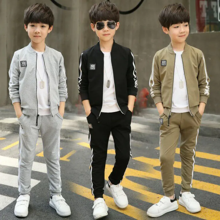 

2019 New Style BOY'S CHILDREN'S Garment Sportswear Casual Long-sleeved Sweater Two-Piece Set Big Boy Hair