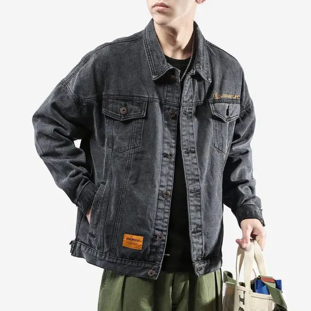 Streetwear Denim Jacket Men's Black 