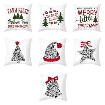 

7Pcs Polyester Velvet Christmas Pillow Case Farm Fresh Xmas Tree Cushion Cover L4MF