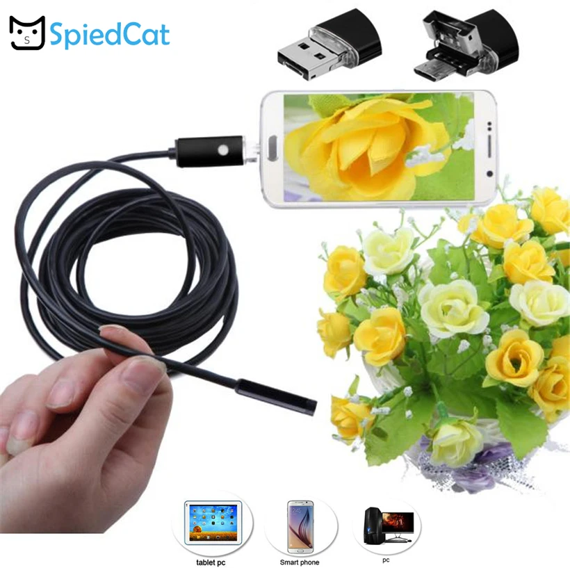 2 в 1 7 мм Мини объектив м мягкий кабель Micro/USB эндоскоп бороскоп змея инспекция