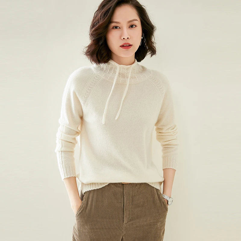 Cashmere Turtleneck Women Sweaters with belt