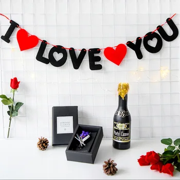 

1 set I LOVE YOU DIY Non-Woven Fabrics Garland For Valentine's Day Marriage Proposal Decorations Wedding Party Supplies
