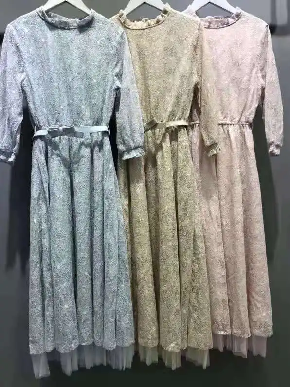 

2019 Autumn New Style Fairy Transparent Lace Elastic Waist Hugging Mesh Dress Women's | 119207578