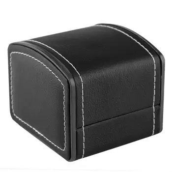 

Durable PU Leather Watch Box for Wrist Watches Flip Rectangle Watch Case Arc Shape Vintage Black Box Organizer Gift Dropshipping