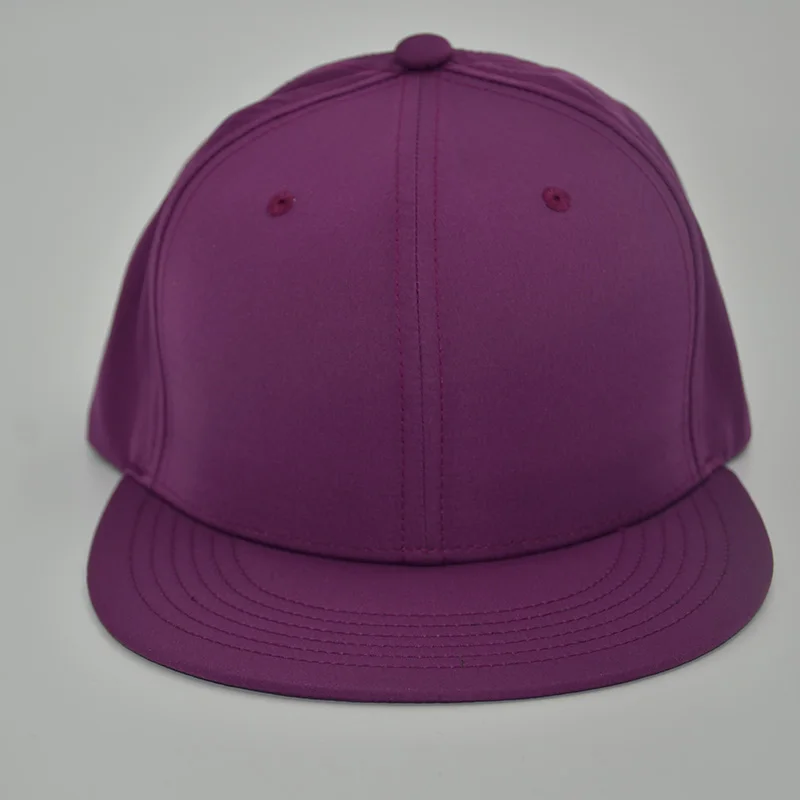 Plain hip hop hat purple snapback cap polyester material small quantity as customized design
