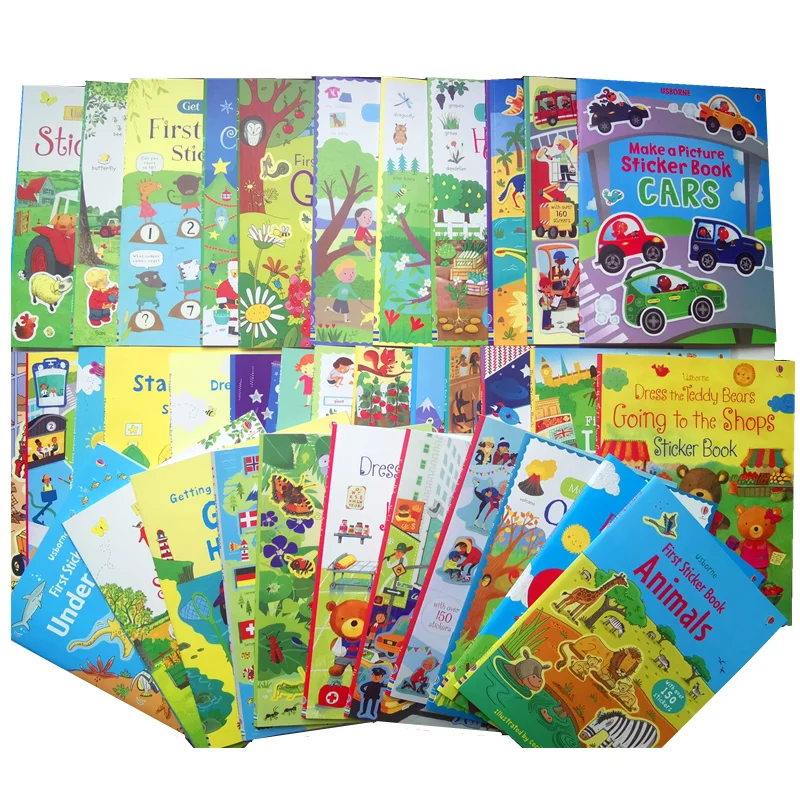 5 Books Usborne Sticker Book Children English Picture Coloring