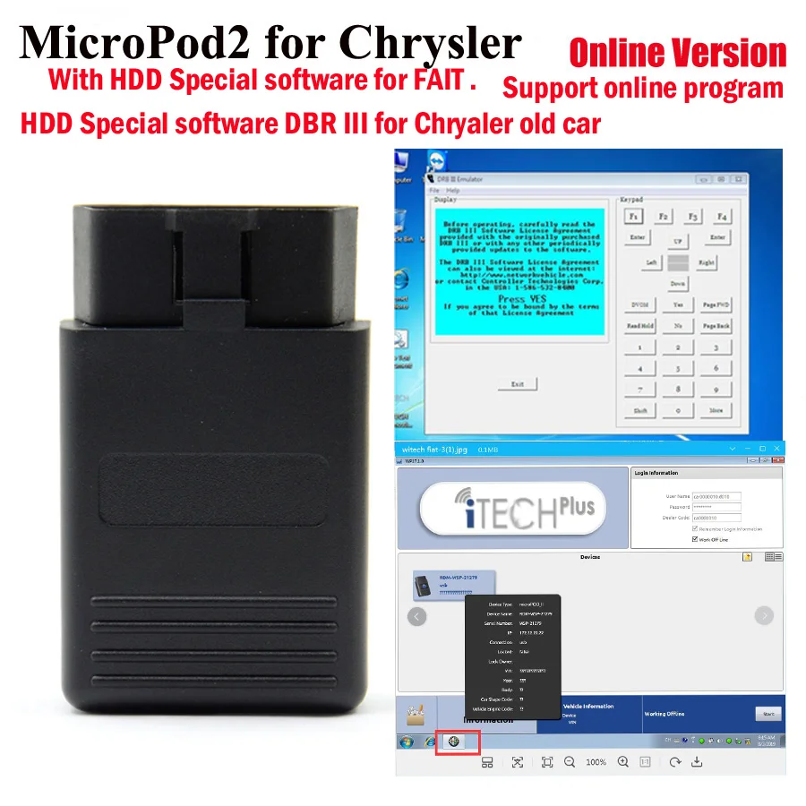 MIC POD2 онлайн программа Автомобильный диагностический инструмент для Ch rysler/f iat/D