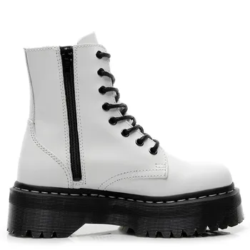 

Size35-41 Chunky Motorcycle Boots For Women Autumn 2019 Fashion Round Toe Lace-up Combat Boots Ladies Shoes
