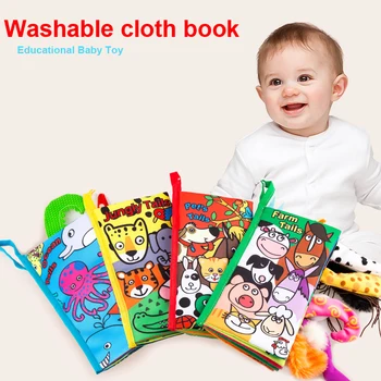 New Baby Toys Infant Kids Early Development Cloth Books Learning Education Unfolding Activity Books Animal Tails Style DS9 baby toys infant baby book early development cloth books for kids learning education activity quite books animal tails dinosaur