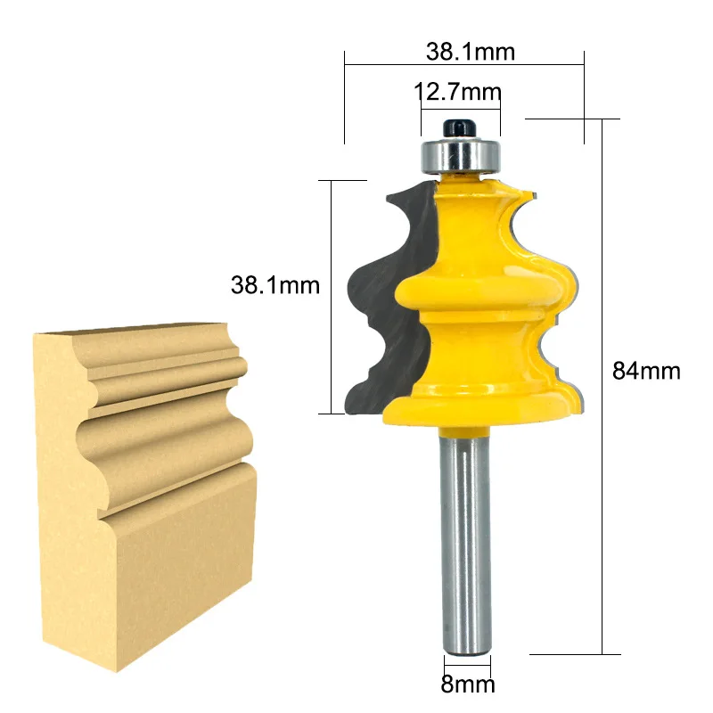 LAVIE 1pc 8MM Shank Handrail Architectural Moulding Router Bit Woodworking Milling Cutter for Wood Bit Face Mill Tool MC02073