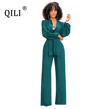 

QILI New Jumpsuits for Women Long Sleeve Wide Leg Jumpsuits Rompers Black White Long Loose Jumpsuit Overalls
