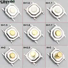 Cltgxdd 100PCS 4x4 Tattile Tatto Pulsante Micro Interruttore Momentaneo Pulsante di Plastica Testa di Rame SMD 4Pin 4*4*1.5 1.6 1.7 2 3