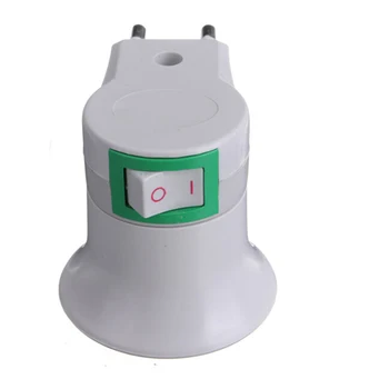 

New 1PCS White E27 EU plug adapter with power on-off control switch Christams E27 Socket Lamp Base Lamp Socket